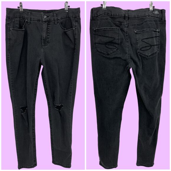 Seven7 Size 16 (36x29) Short Tummyless High Rise Skinny Jeans Black Stone Wash - Picture 1 of 13